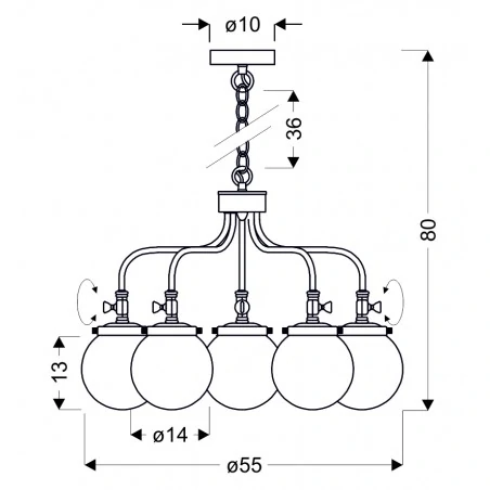 Oswietlenie-sufitowe - patynowa lampa wisząca z szklanymi abażurami 5x40w e27 ballet 35-70876 candellux 