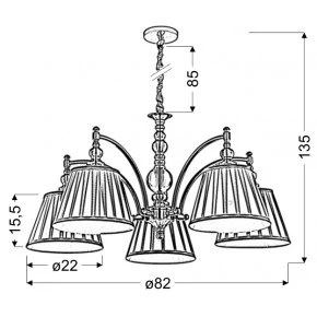 Lampy-sufitowe - efektowna lampa wisząca o regulowanej wysokości 5x40w e14 austin 35-13859 candellux 