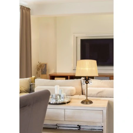 Lampki-nocne - lampa gabinetowa patynowa z kryształkami 1x60w e27 adonis 41-27535 candellux 