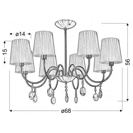 Lampy-sufitowe - czarno-chromowa lampa wisząca z kryształkami 8x40w e14 sorento 38-38067 candellux 