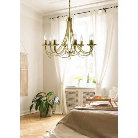 Lampy-sufitowe - złota dekoracyjna lampa bankietowa 8xe14 38-69187 candellux 