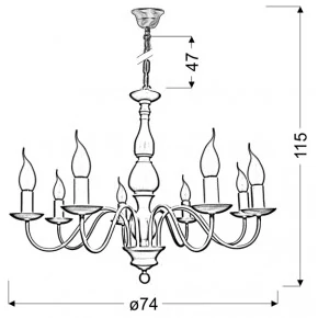 Lampy-sufitowe - kremowa lampa wisząca ośmioramienna 8x40w e14 bellagio 38-96510 candellux 