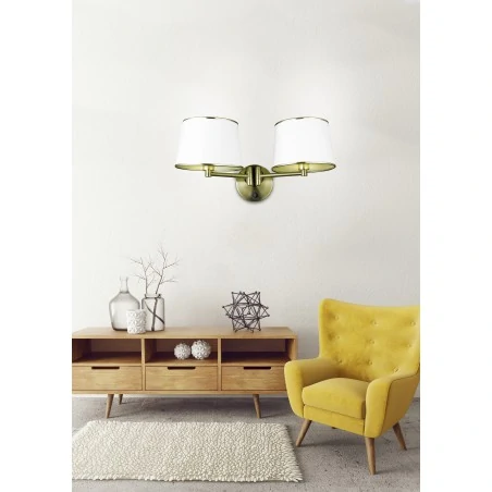 Kinkiety-do-salonu - dwupunktowy kinkiet patynowo - biały 2x40w e14 ibis 22-01309 candellux 