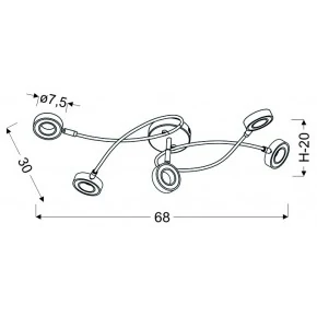 VINOLA LAMPA SUFITOWA PLAFON 5X5W LED CHROM 3000K