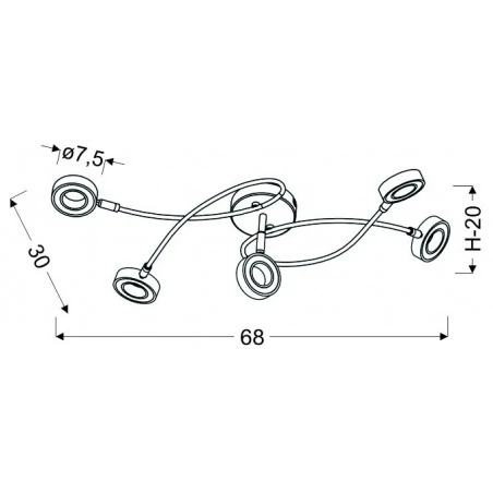 Lampy-sufitowe - oryginalna lampa sufitowa chromowa 5x5w led chrom 3000k vinola 98-66039 candellux 