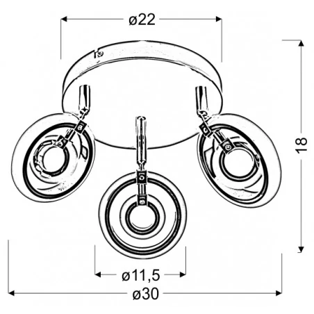 Lampy-sufitowe - funkcyjny plafon chromowo-czarny 3x6w led 3000k celt 98-62024 candellux 