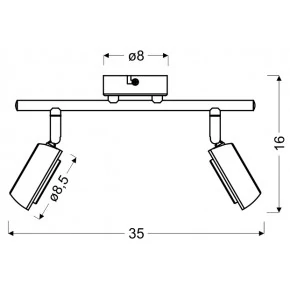 MILD LAMPA SUFITOWA LISTWA 2X6W LED SZARY 3000K