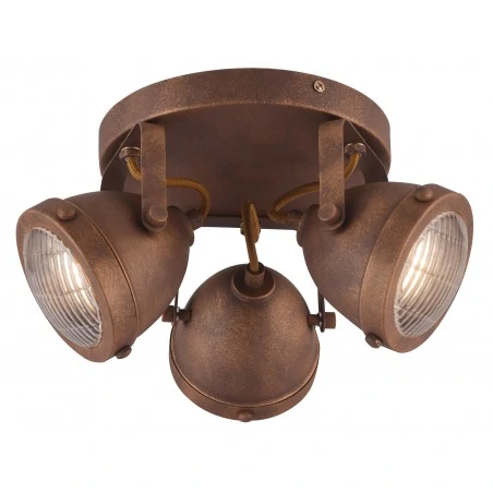 Oprawy-sufitowe - loftowa lampa sufitowa plafon potrójny rdzawy na żarówki gu10 3x40w frodo 98-71095 candellux 