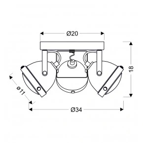 FRODO LAMPA SUFITOWA PLAFON 3X40W GU10 RDZAWY