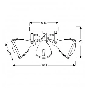 CRODO LAMPA SUFITOWA PLAFON 3X40W E14 SZARY