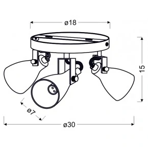 ASH LAMPA SUFITOWA PLAFON 3X40W GU10 SZARY MAT