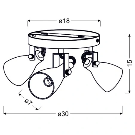 Lampy-sufitowe - plafon z trzema ruchomymi kloszami 3x40w gu10 ash 98-64325 candellux 