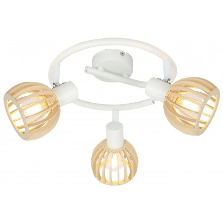 Lampy-sufitowe - lampa sufitowa - spirala biało - drewniana 3x25w e14 atarri 98-68125 candellux 
