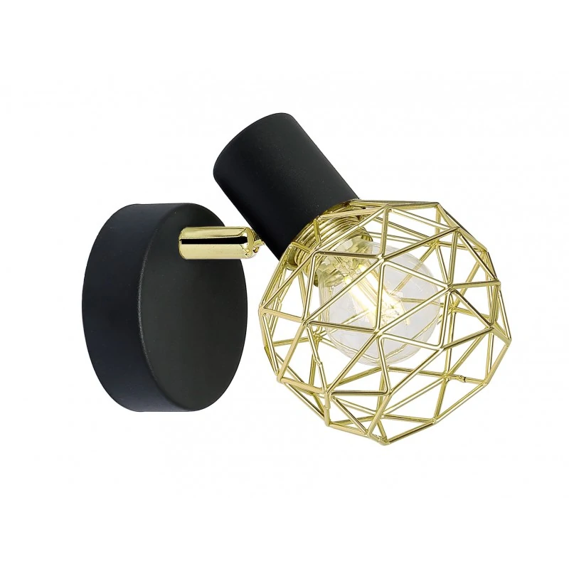 Kinkiety-do-salonu - kinkiet z ażurowym kloszem czarny/złoty e14 acrobat 91-66329 candellux firmy Candellux 