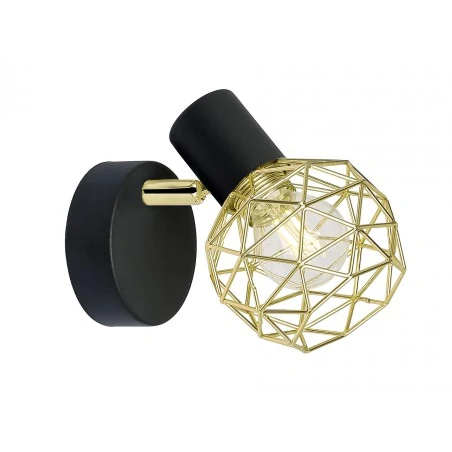 Kinkiety-do-salonu - kinkiet z ażurowym kloszem czarny/złoty e14 acrobat 91-66329 candellux 