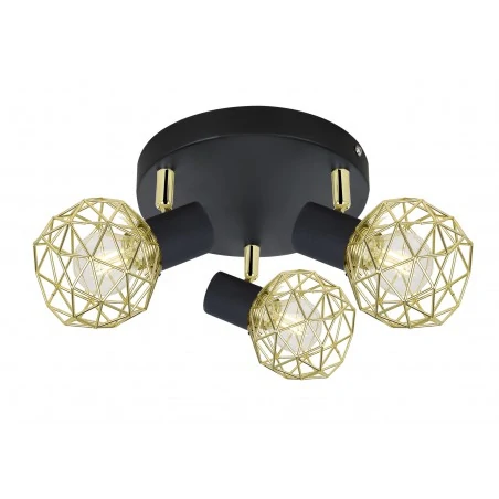 Lampy-sufitowe - lampa sufitowa spot potrójny czarny/złoty 3xe14 98-66466 acrobat candellux 