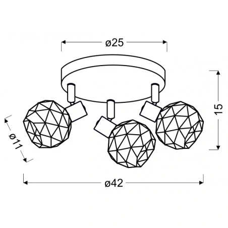 Lampy-sufitowe - lampa sufitowa spot potrójny czarny/złoty 3xe14 98-66466 acrobat candellux 