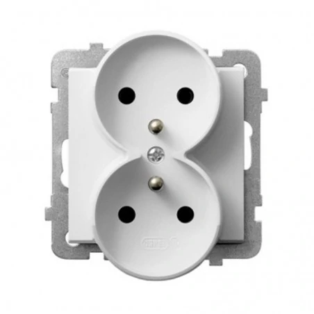 Gniazda-podwojne-podtynkowe - białe gniazdo podwójne z uziemieniem gp-2rrz/m sonata ospel 