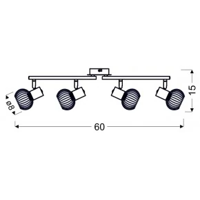 OSLO LAMPA SUFITOWA LISTWA 4X40W E14 BIAŁY/ZŁOTY