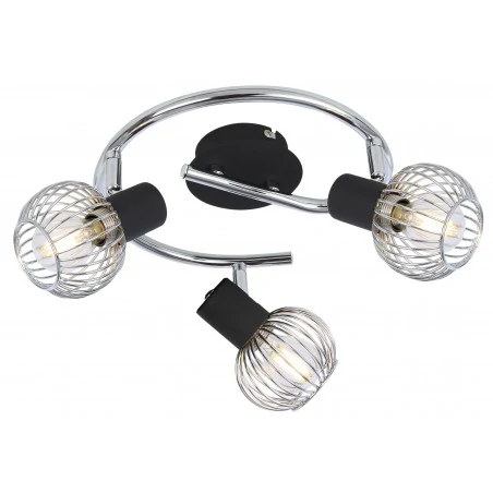 Lampy-sufitowe - czarno- chromowana lampa typu spirala 3xe14 98-61867 oslo candellux 
