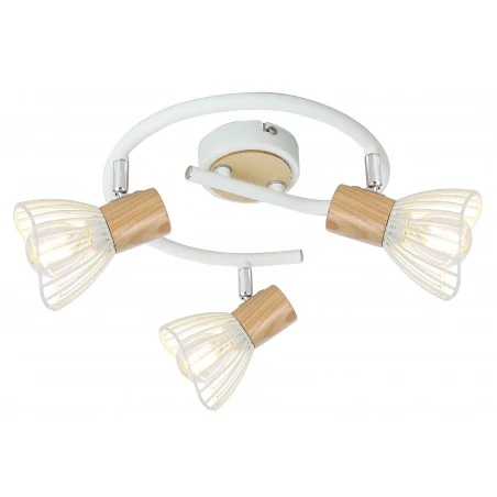 Lampy-sufitowe - lampa sufitowa potrójna spirala biały+drewniany e14 3xmax.25w chile 98-61652 candellux 