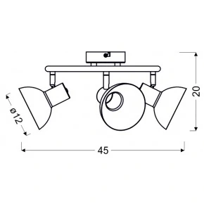 DISO LAMPA SUFITOWA SPIRALA 3X40W E27 CZARNY+ZLOTO