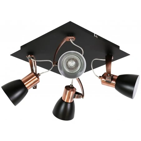 Lampy-sufitowe - czarno - miedziany plafon z ruchomymi kloszami 4x50w gu10 markus 98-35639-m candellux 