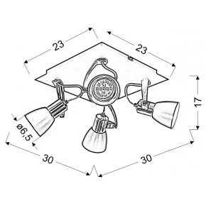 MARKUS LAMPA SUFITOWA PLAFON 4X50W GU10 CZARNY+MIEDZIANY BEZ ŻARÓWKI