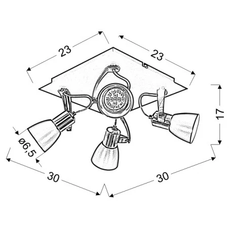 Lampy-sufitowe - czarno - miedziany plafon z ruchomymi kloszami 4x50w gu10 markus 98-35639-m candellux 