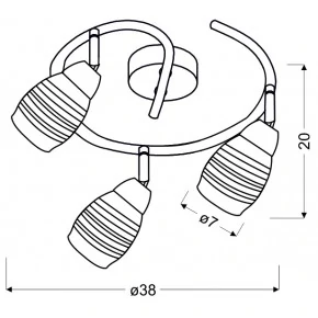 Lampy-sufitowe - lampa potrójna sufitowa w kolorze chromu 3xe14 10w led spirala jubilat 98-55705 candellux 