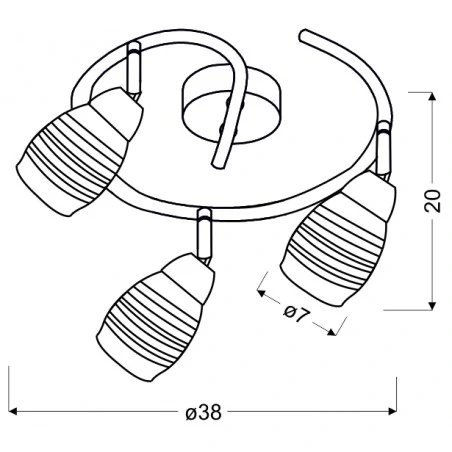 Lampy-sufitowe - lampa potrójna sufitowa w kolorze chromu 3xe14 10w led spirala jubilat 98-55705 candellux 