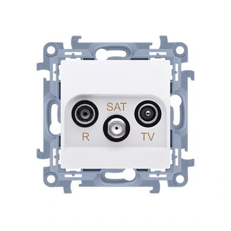 Gniazda-antenowe - białe gniazdo antenowe r-tv-sat przelotowe casp.01/11 simon 10 kontakt-simon 