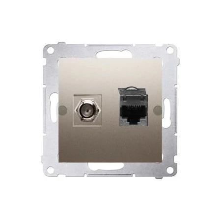 Gniazda-antenowe - gniazdo antenowe typu „f” + komputerowe rj45 kat.6 złoty mat dasfrj45.01/44 simon 54 kontakt-simon 