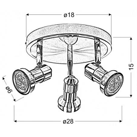 Plafony - potrójny plafon chromowo - satynowy  3x50w gu10 arkon 98-60051 candellux 