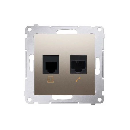 Gniazda-komputerowe - gniazdo komputerowe rj45 kategoria 5e + telefoniczne rj12 złoty mat d5t.01/44 simon 54 kontakt-simon 