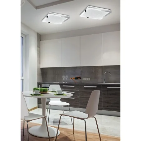 Plafony - nexit lampa sufitowa plafon 40x40 24w led ip44 chrom+granila 3000k 