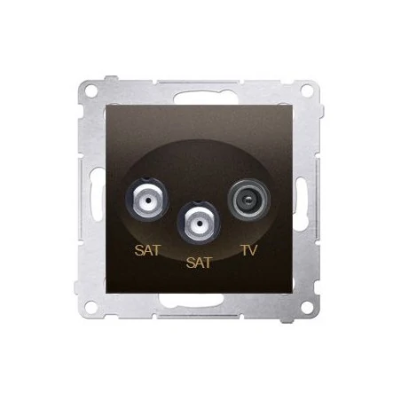 Gniazda-antenowe - gniazdo antenowe sat-sat-rtv satelitarne podwójne brąz mat dask2.01/46 simon 54 kontakt-simon 