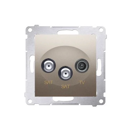 Gniazda-antenowe - gniazdo antenowe sat-sat-rtv satelitarne podwójne złoty mat dask2.01/44 simon 54 kontakt-simon 