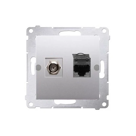Gniazda-antenowe - gniazdo antenowe typu „f” + komputerowe rj45 kat.6 srebrny mat dasfrj45.01/43 simon 54 kontakt-simon 