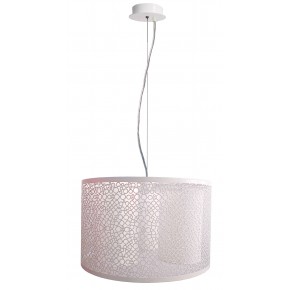 Lampy-sufitowe - lampa wisząca biała o delikatnym wzorku na kloszu 3x40w e14 madras 33-27290 candellux 