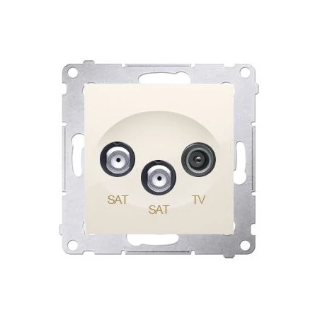 Gniazda-antenowe - gniazdo antenowe sat-sat-rtv satelitarne podwójne kremowy dask2.01/41 simon 54 kontakt-simon 