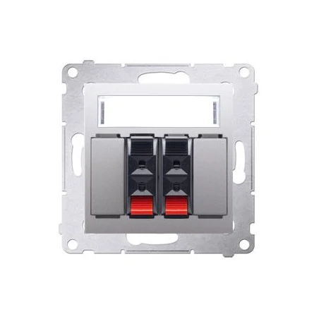 Gniazda-glosnikowe - gniazdo głośnikowe 2-krotne z polem opisowym srebrny mat dgl32.01/43 simon 54 kontakt-simon 