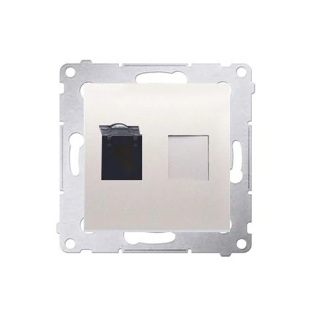 Gniazda-komputerowe - gniazdo komputerowe pojedyncze rj45 kategoria 6 z przesłoną przeciwkurzową kremowy d61.01/41 simon 54 kontakt-simon 