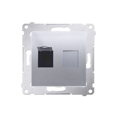 Gniazda-komputerowe - gniazdo komputerowe pojedyncze rj45 kategoria 6 z przesłoną przeciwkurzową srebrny mat d61.01/43 simon 54 kontakt-simon 