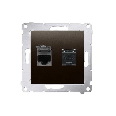 Gniazda-komputerowe - gniazdo komputerowe podwójne rj45 kategoria 6 z przesłoną przeciwkurzową brąz mat d62.01/46 simon 54 kontakt-simon 