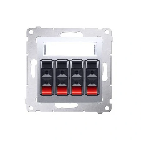 Gniazda-glosnikowe - gniazdo głośnikowe 4-krotne z polem opisowym srebrny mat dgl34.01/43 simon 54 kontakt-simon 