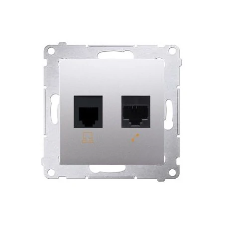 Gniazda-komputerowe - gniazdo komputerowe rj45 kategoria 5e + telefoniczne rj12 srebrny mat d5t.01/43 simon 54 kontakt-simon 