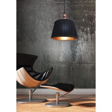 Lampy-sufitowe - lampa wisząca sufitowa z plisowanym kloszem czarna e27 60w amore 31-39378 candellux 