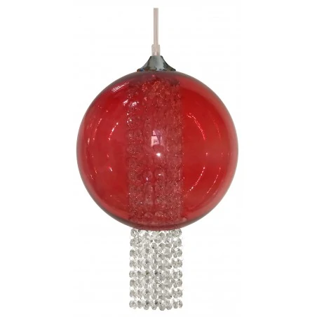 Lampy-sufitowe - lampa wisząca czerwona ze zwisającymi kryształkami 25 1x60w e27 allani 31-26699 candellux 