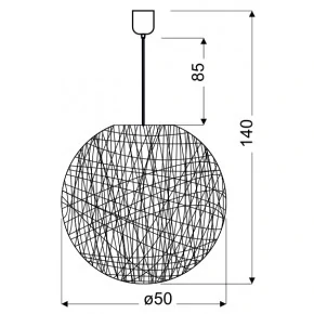 Lampy-sufitowe - lampa wisząca kula o plecionym abażurze 1x60w caruba 31-26913 candellux 